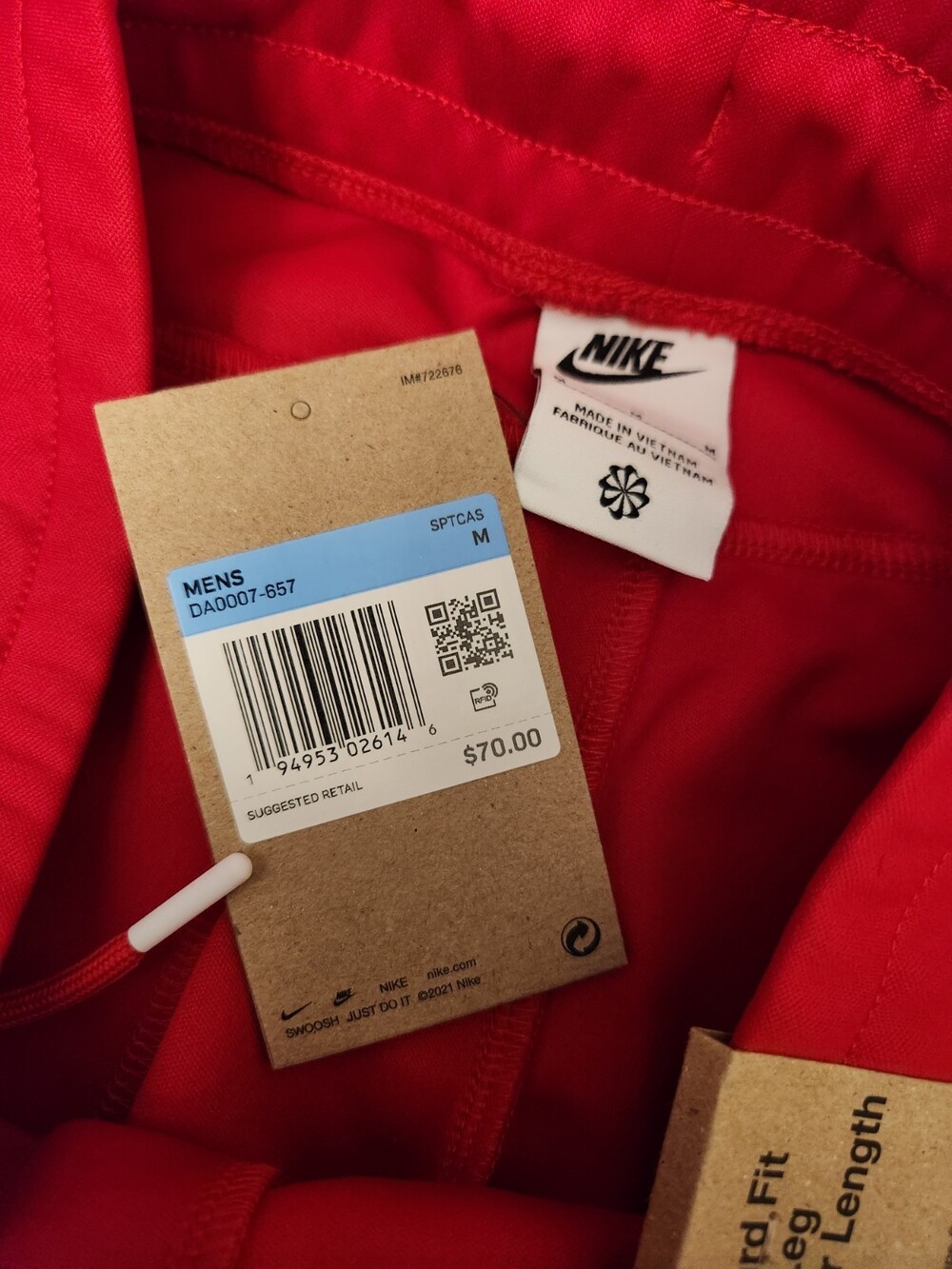 Nike Tribute Joggers Mens Medium University Red Polyester Sweatpants - Picture 4 of 6